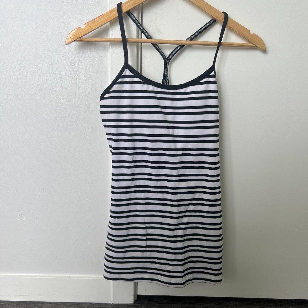 Lululemon Power Y Tank Black and White Top Size 6